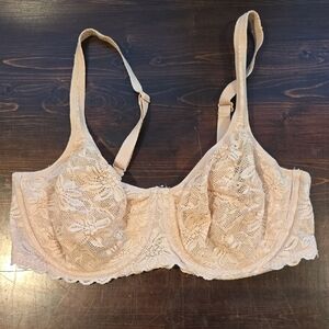 Bali Underwire Lace Bra 38DD  Tan/Nude Full Coverage